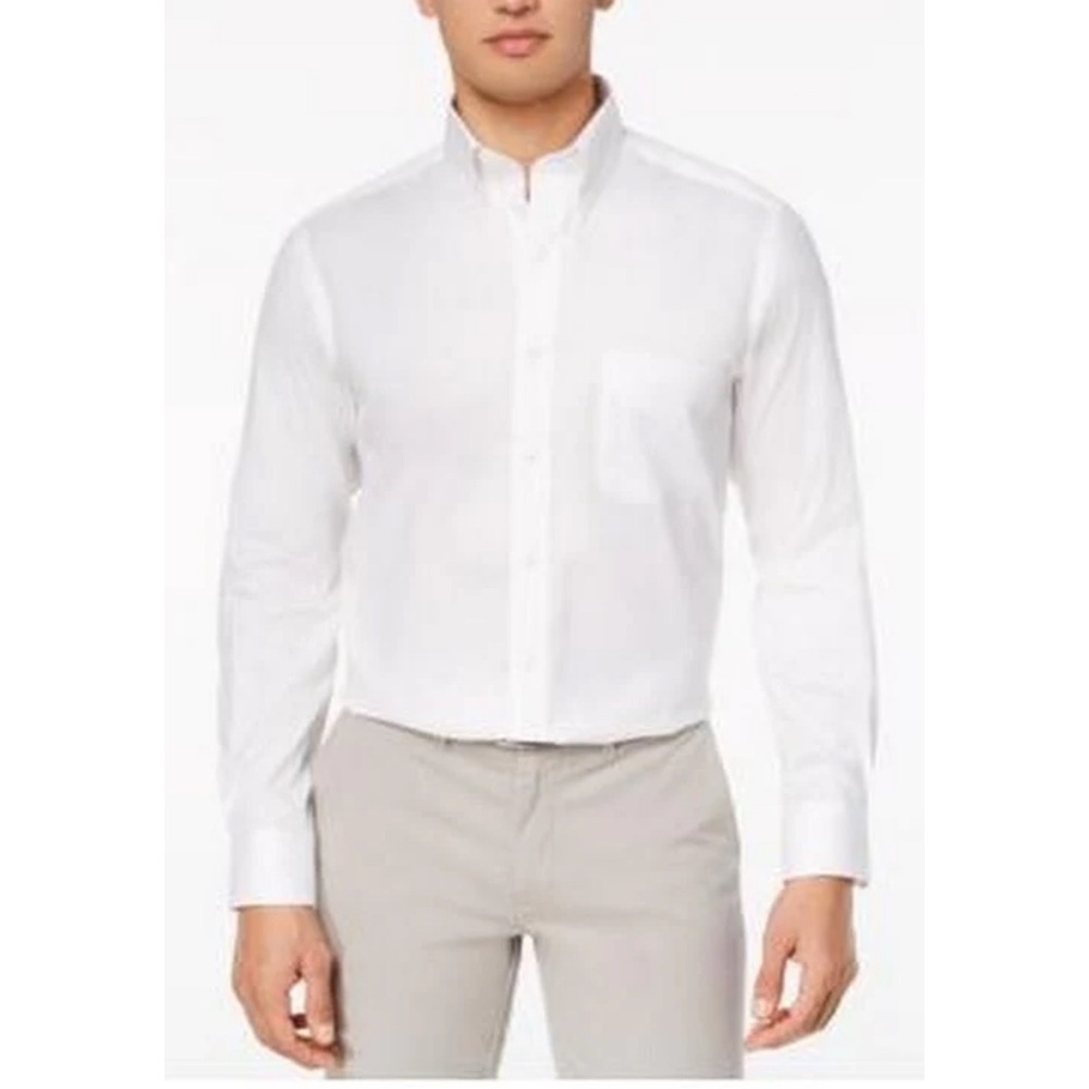 Club Room Mens Dress Shirt White Regular Fit Traveler Size 15 32/33‎